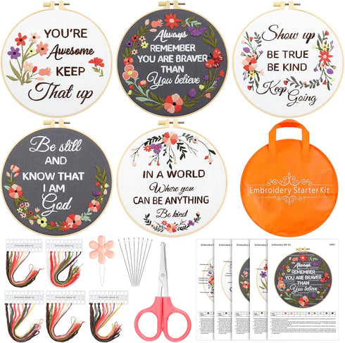 You're Awesome Keep That Up Embroidery Kit for Beginners, Funny Embroidery Starter Kit Craft Kit Stamped Cross Stitch Set Birthday Gift for Women,...