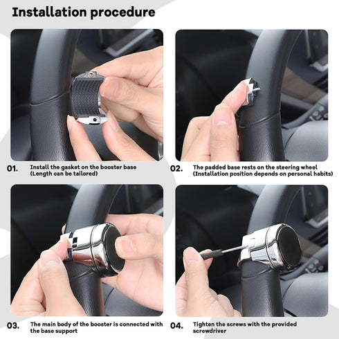 Stainless Steel Steering Wheel Spinner Sport Maneuvering Knob 100% Cow Leather Cover Swivel Suicide Knob Universal Fit for Cars, Trucks, Boats (Bl...
