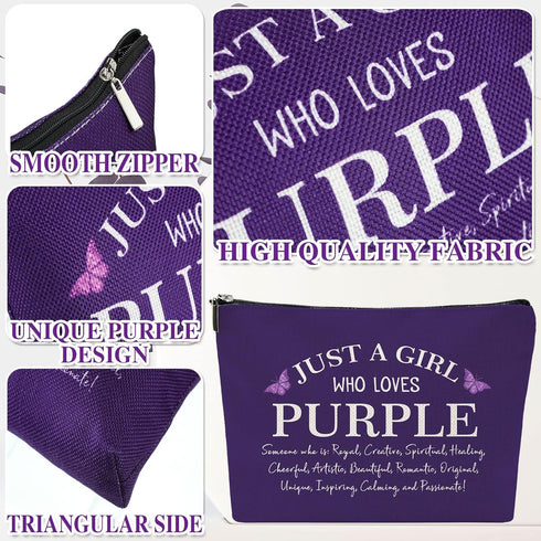 Hillban 6 Pcs Purple Makeup Bag Gifts Purple Lover Gift Purple Inspirational Zipper Cosmetic Pouch Christmas Gifts Purple Makeup Toiletry Bag for ...