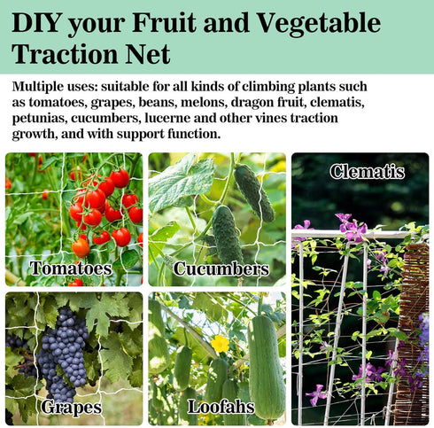 Sukh Garden Plant Trellis Netting -Trellis Net Polyester Trellis Netting Garden Square Mesh Netting for Climbing Plants Fruits Vegetables VinesGro...