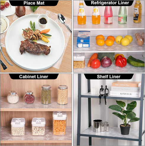 Cooyes Shelf Liner Drawer Liners, Shelf Liners for Kitchen Cabinets, Non Adhesive Cabinet Liner, EVA Waterproof Non-Slip Refrigerator Liners for K...