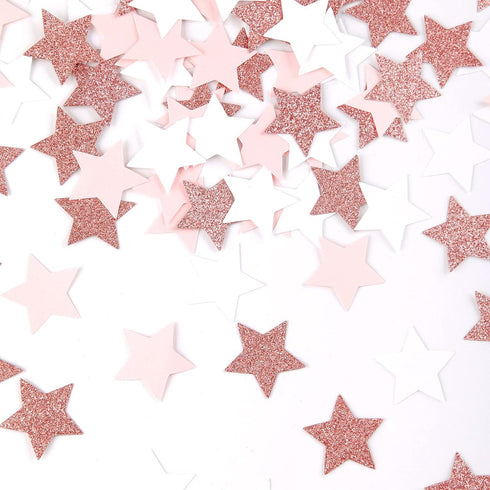 Pink White Rose-Gold Confetti,300pcs Glitter Paper Twinkle Little Star Table Confetti,Birthday Bachelorette Engagement Mothers Day Wedding Baby Sh...