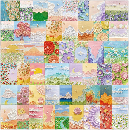 HYHY Waterproof Water Bottle Stickers, 50 Pcs Nature Landscape Painting Aesthetic Stickers, Laptop Computer Luggage Phone Case Scrapbook Sticker P...