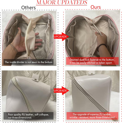 MINGRI Large Capacity Travel Cosmetic Bag for Women,Makeup Bag Travelling PU Leather Cosmetic Bag Waterproof,Multifunctional Storage Travel Toilet...