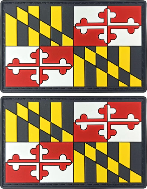 JBCD Maryland Flag Patch Tactical PVC Rubber Hook and Loop Fastener Patch, 2 Pack...