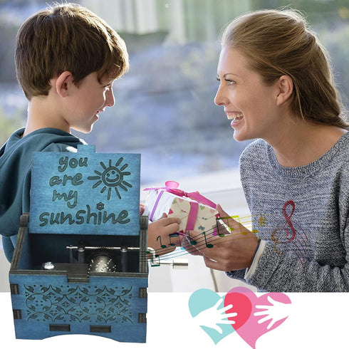 You are My Sunshine Wooden Music Boxes Laser Engraved Hand Crank Classical Wood Sunshine Musical Box Gifts for Birthday Christmas Valentine's Day ...