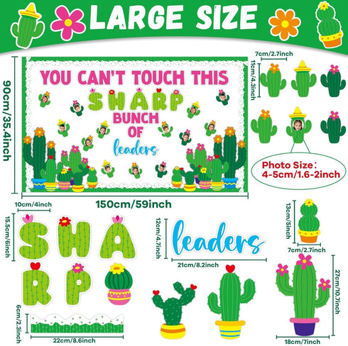 96pcs Cactus Bulletin Board Set Classroom Decorations Green Plants DIY Photo Craft Cutouts You Can’t Touch This Sharp Bunch Of Leaders Cutout for ...