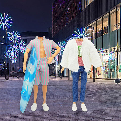 19 PCS Clothes for Doll Winter Cloth Including 1 Winter Coat 4 Casual Outfits ( 4 Tops and 4 Pants ) 1 Sport Set 6 Pair Shoes 1 Glasses 1 Surfboar...
