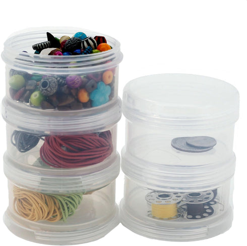 Paylak Containers Storage Small Impact Resistant Stackable Clear 5 For Beads Crafts Findings Small Items 2.50" Round...