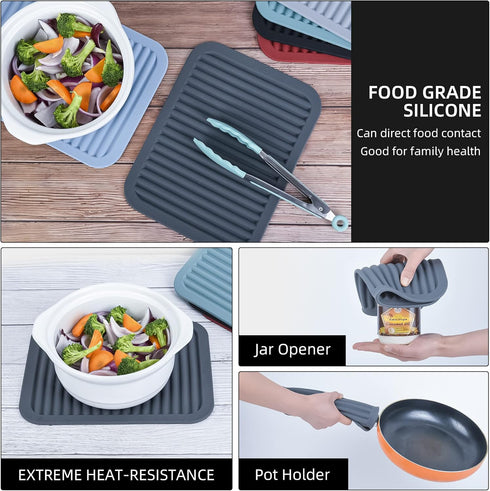 Silicone Trivets for Hot Dishes, Pots and Pans, Hot Pads for Kitchen Counter, Heat Resistant Trivets for Quartz Countertops, Hot Pads, Silicone Po...
