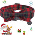 DOGWONG Christmas Red Plaid Dog Collar with Bowtie, Cute Cotton Dog Collar Red Christmas Dog Bowtie Durable Soft Pet Dog Collar for Small Medium L...