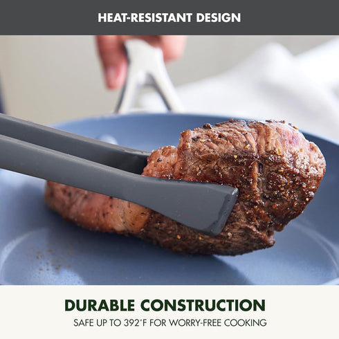 GreenPan Silicone Tong, Cooking Grilling Serving, Salad, Kitchen Utensil, Flexible Rubber Nonstick Cookware, Rigid Steel Core, Heat-Resistant, Ant...