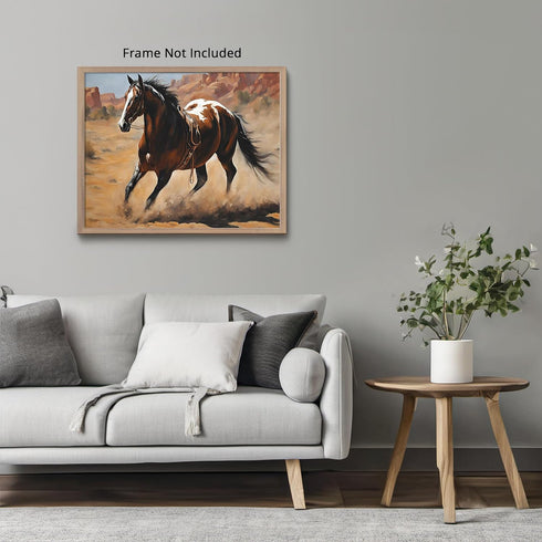 Posterizer 1 pcs- Pretty brown and white horse running in the desrt-Art for Animal Lovers- Gift for Men Women Entrepreneur Teens-decor for Bedroom...