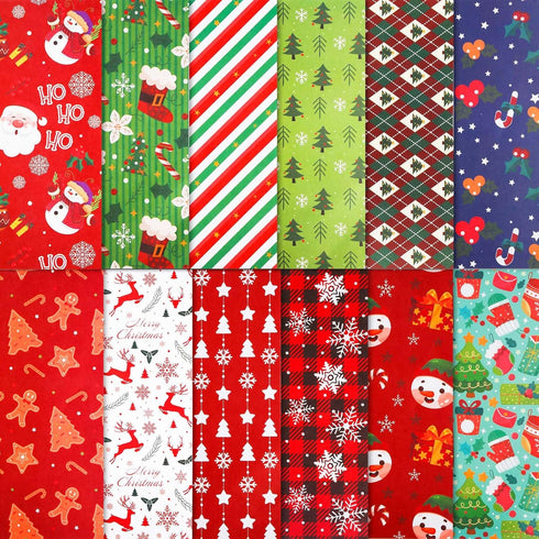 24pcs Christmas Pattern Paper, 11.8x11.8 Inch Double Sided Christmas Craft Paper Snowman Santa Claus Decorative Craft Paper for Scrapbook Cards Ma...