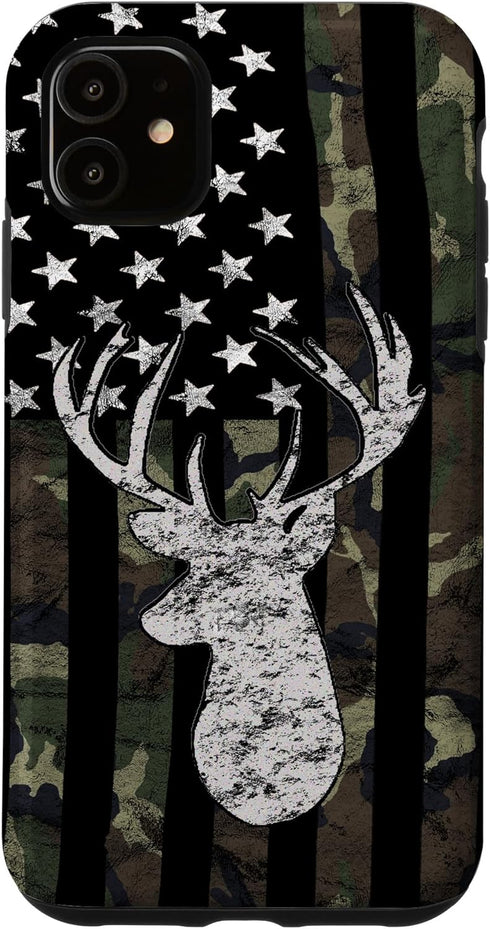 Deer Hunting Camouflage American Flag Whitetail Buck USA Case for iPhone 11...