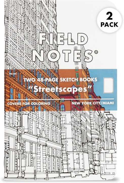 Field Notes: Streetscapes Edition Sketch Book 2-Pack Version A - New York City & Miami - Blank Paper Memo Book with Covers for Coloring - 4.75 x 7...