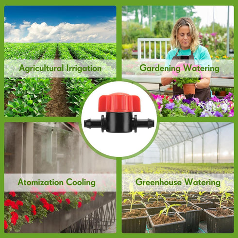 50 Pcs 1/4 Inch Barbed Shut Off Valve Drip Irrigation Tubing Coupling Valve Universal Drip Irrigation Valve for 1/4" Tubing Greenhouses Flowers Be...