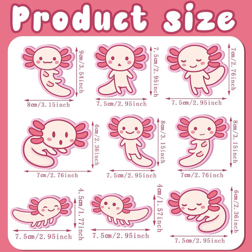 Nuenen 9 Pads Axolotl Sticky Notes Cute Sticky Notes Axolotl Gifts Kawaii Notepad Cute Memo Pads Cartoon Self Stick Pads for Writing Studying Scho...