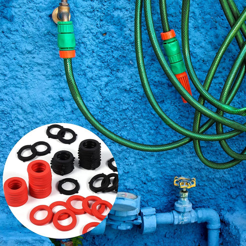 50pcs Garden Hose Washer, Rubber Seals Ring Water Hose Gasket for Hose Washers and Water Faucet Fittings (Black, Red)...