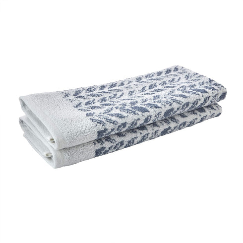 SKL Home Distressed Leaves 100% Turkish Cotton Hand Towel Set, 16" x 26", Denim 2 Count...