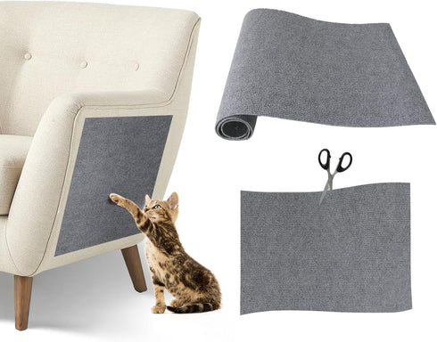 Cat Scratching Mat,39.4''×11.8'' Trimmable Self-Adhesive Cat Scratch Carpet Pad Protector from Cat Claws for Beds and Furniture, Scratching Post R...