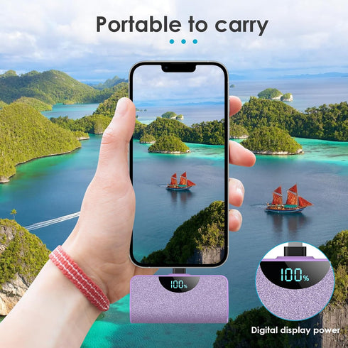 Mini Portable Charger Power Bank for iPhone, 5200mAh External battery Charging Bank, 20W PD Fast Charging Battery Pack Portable Phone Charger for ...