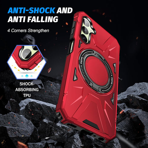 Galaxy A15 5G Phone Case with Screen Protector+360°Ring Holder Stand+Camera Lens Protector,Dual Layer Protective Sturdy Magnetic Heavy Duty Protec...