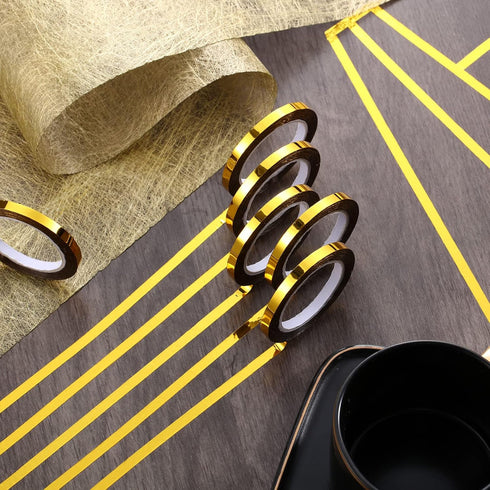 6 Pcs Gold Tape Graphic Tape Metallic Mirror Tape DIY Graphic Tape Metallic Mirror Wrapping for Crafts Decoration 22 Yards (1/5 Inch)...