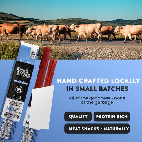 Nick's Sticks Clean & Balanced 100% Grass-Fed Beef Snack Sticks | Made in the USA | Gluten Free | Paleo, Keto, Whole30 Approved | No Soy, Antibiot...