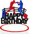 Boxing Cake Topper Bout Pugilist Infighter Beat Boxing Platform Punching Bag Glove Themed Men Kids Boy Girl Birthday Party Cake Decor Happy Bday E...