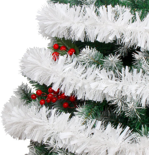 FOIMAS 33FT Christmas Tinsel Garland,White Twisted Metallic Hanging Garland for Christmas Tree Fireplace Home Decoration...