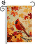Fall Cardinal Garden Flag, Thanksgiving Red Bird Maple Leaf Garden Flag, Autumn Yard Home Decor Welcome Flag, 12x18 Inch Double Sided Burlap, Outd...