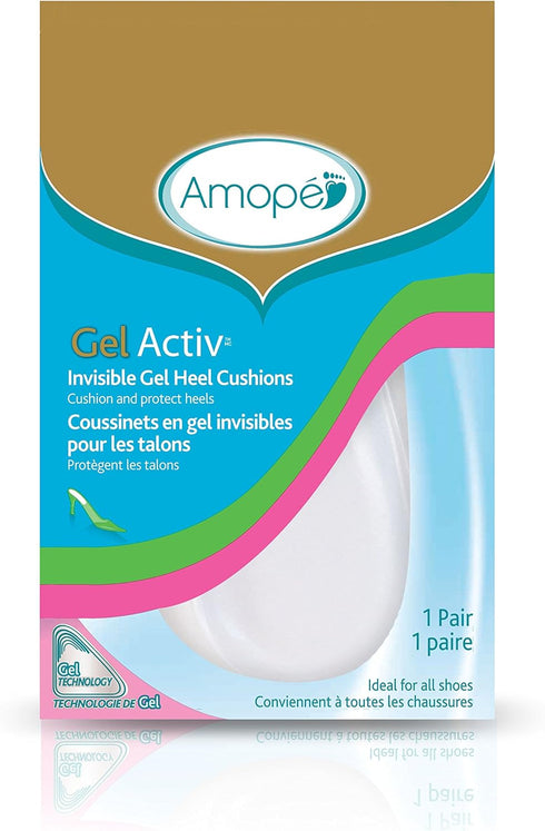 Amope GelActiv Invisible Gel Heel Cushions Insoles for Women, 1 pair, Size 5-10...