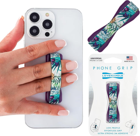 LOVEHANDLE Universal Grip for Smartphone and Mini Tablet, Island Day Dream Design Elastic Strap with Purple Base...
