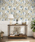 HAOKHOME 94030-2 Vintage Damask Wallpaper Peel and Stick Floral Removable Wall Paper Tan/Cream/Blue for Bedroom Contact Paper 17.7in x 9.8ft...