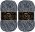 JubileeYarn Chenille Yarn - 100g/Skein Worsted Weight - Storm - Dark Grey - Smokey Mid Grey Velvet - 2 Skeins...