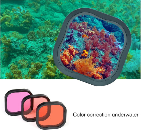 Waterproof Case for GoPro Hero 8 Black with 4-Pack Dive Filter, 60M Underwater Diving Housing Case with Red, Light Red, Magenta, Close-up Filters ...