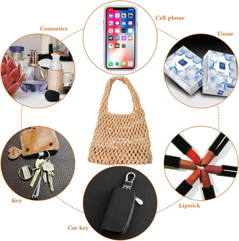 1 Piece Small Delicate Women Straw Shoulder Bag Handmade Woven Beach Shoulder Bags Hobo Tote Handbag Purse for Ladies Summer Party Shopping...