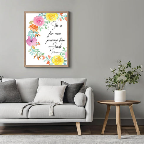 Posterizer 1 pcs-Bible Verse-she is more precious than jewels-Religious Posters-Motivational & Inspirational Art-Gifts for Christians - Gift for D...