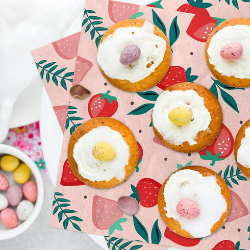 150Pcs Strawberry Wax Paper Pink Deli Paper Tissue Sweet Fruit Sandwich Wrap Paper Waterproof Oil-Proof Picnic Liners for Party Kitchen Supplies...