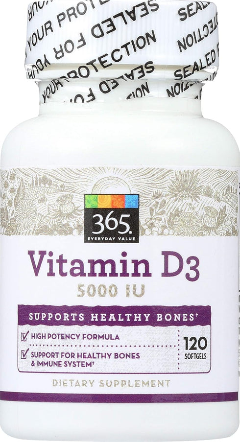 365 Everyday Value, Vitamin D3 5000 IU, 120 ct...