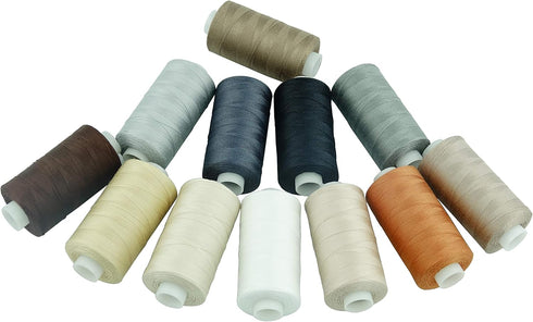 Simthread 12 Multi Colors All Purposes Cotton Quilting Thread 50s/3 Thread for Piecing Sewing etc - 550 Yards Each (Neutral colors)...