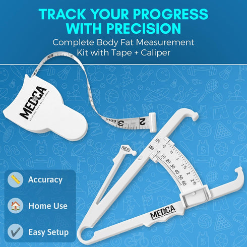 Body Fat Caliper and Measuring Tape for Body - Skinfold Calipers and Body Fat Tape Measure Tool for Accurately Measuring BMI Skin Fold Fitness and...