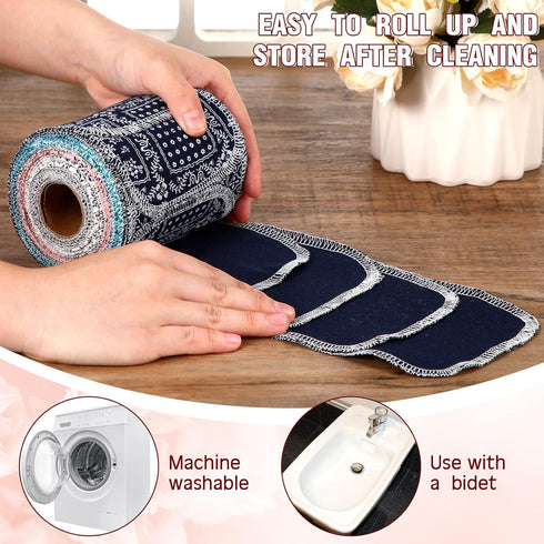 50 Pcs Reusable Toilet Washable Bidet Towels Rerollable Cloth Wipes Paperless Towels Roll Absorbent Cotton Towels Paper Towels for Kitchen Paperle...