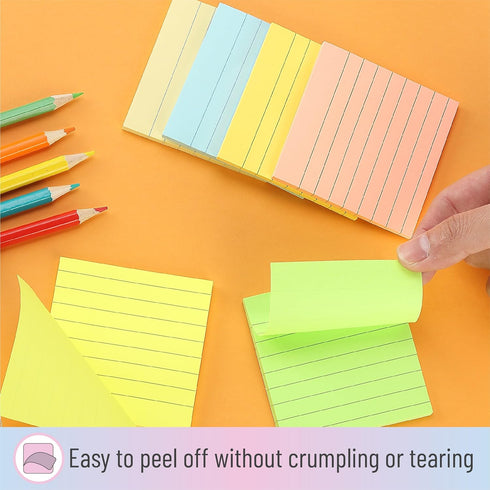 Mr. Pen- Lined Sticky Notes 3x3, 6 Pads, 45 Sheet/Pads, Pastel Colors, Sticky Notes with Lines, Sticky Note Pads, Sticky Pads, Sticky Notes Lined,...