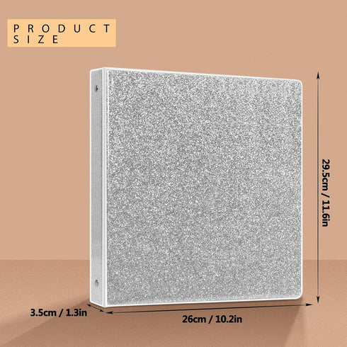 3 Ring Binder, Glitter 1 Inch Binder Organizer (10.5'' x 11.5'') Holds 8.5’’ x 11’’ Letter Size 300 Pages, Waterproof Durable View Binder, 1 Pack,...