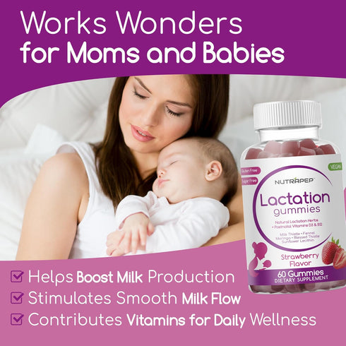 Lactation and Postnatal Support Gummies - Milk Production Supply Increase Supplements for Breastfeeding Women - with Vitamins D3 B12 Milk Thistle ...