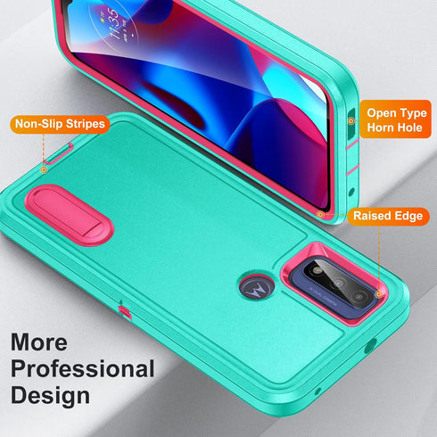 for Moto G Play 2023 Case for G Play 2023 Case with Kickstand Case 3-Layer Military Grade Protective Case Cover Silicone Shockproof for Motorola M...
