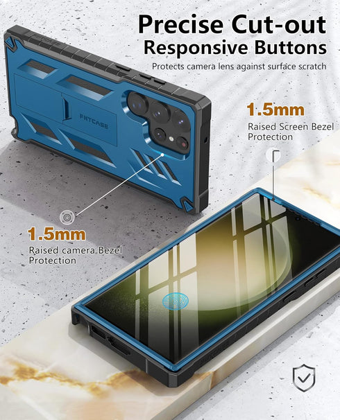 FNTCASE for Samsung Galaxy S23-Ultra Case: Military Grade Drop Proof Protection Mobile Cover with Kickstand | Matte Textured Rugged Shockproof TPU...