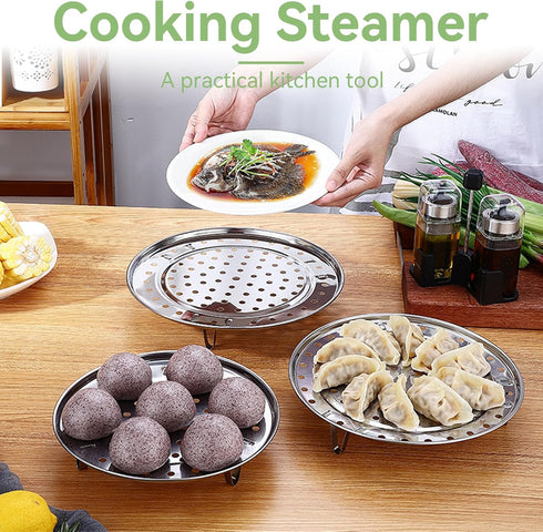 10in Steamer Rack, Stainless Steel Canning Rack Cooking Food Steaming Tray Steam Basket Wok Steamer Rack for Pressure Cooker Stainless Pots Wok (2...